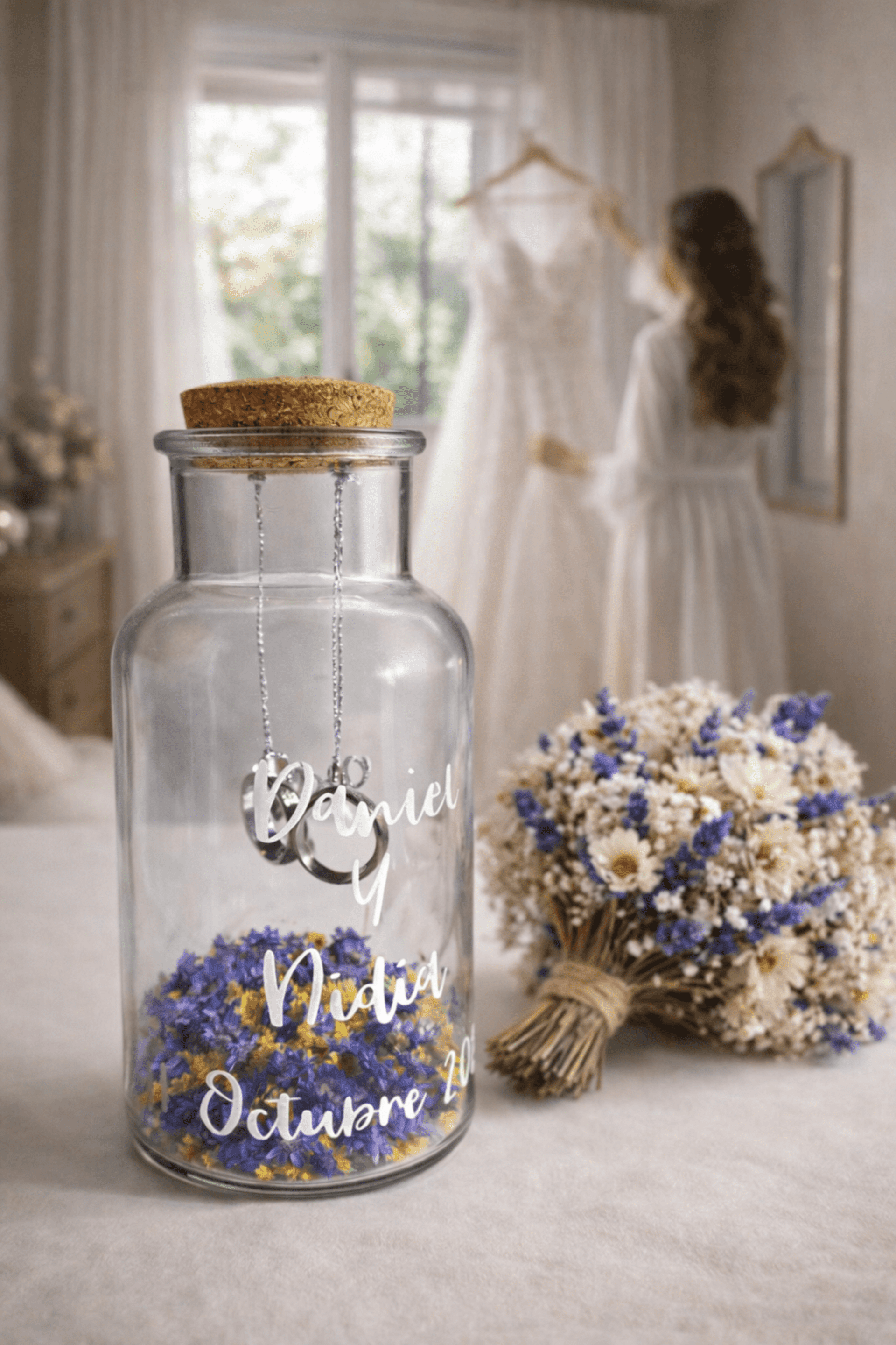 Porta alianzas cápsula rústico plateado - 1