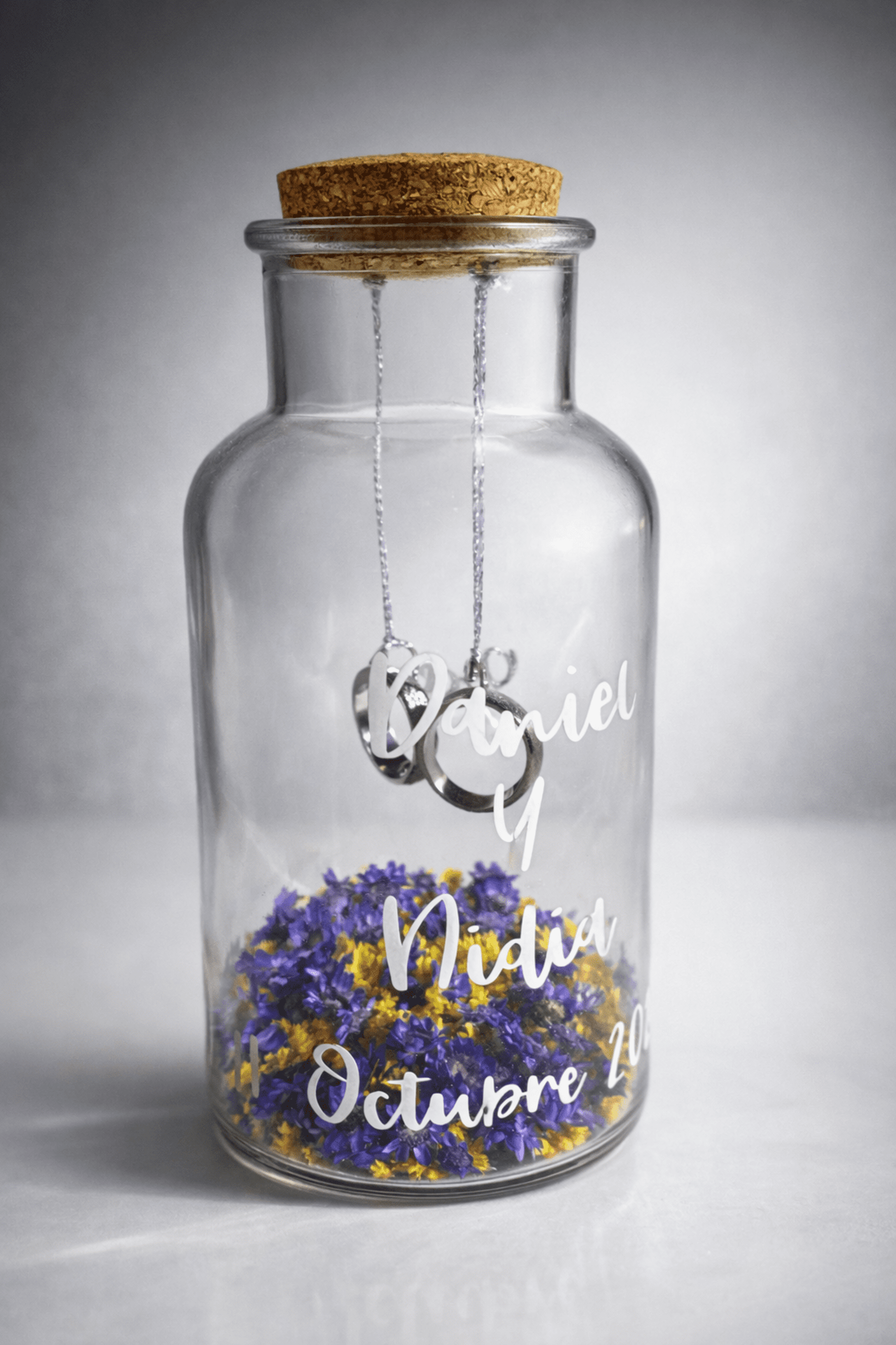 Porta alianzas cápsula rústico plateado - 2